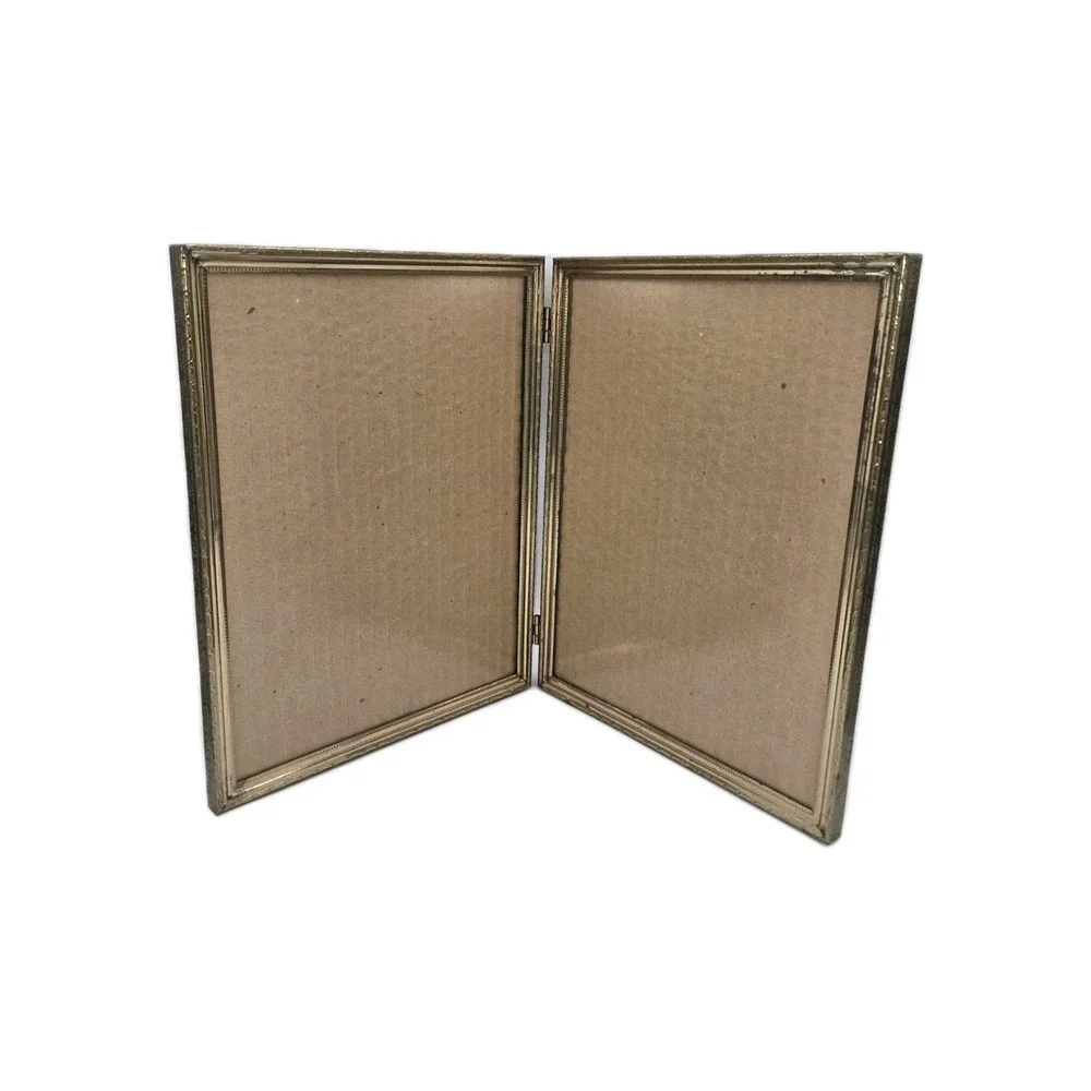 Vintage Goldtone Metal Double Picture Frame for 8x10